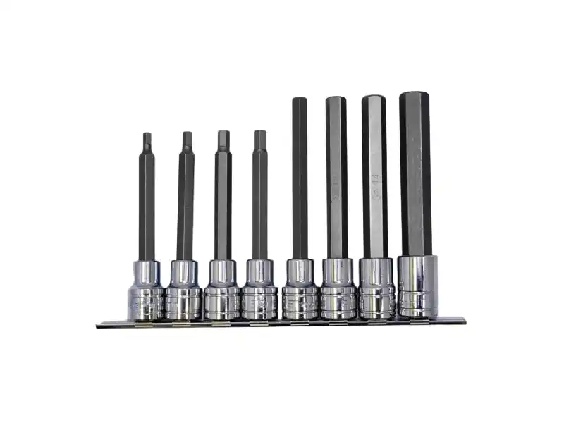 1/2" Dr. 8 pcs Hex Bit Socket Set, Long, Metric