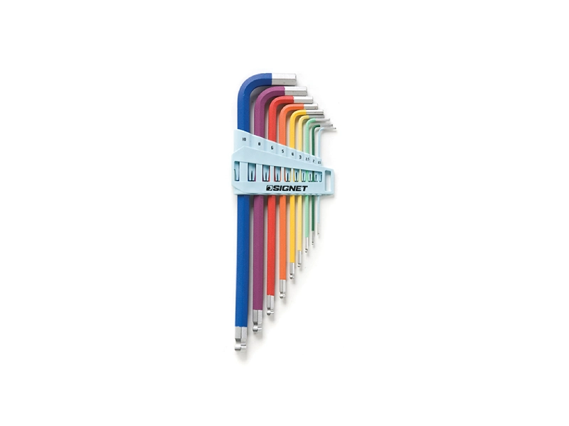 9 pcs Ball-Hex Key Set with Magnetic, Extra Long, Colorful, Metric