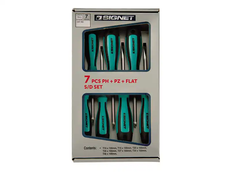 7 pcs Slotted+Phillips+Pozi Screwdriver Set