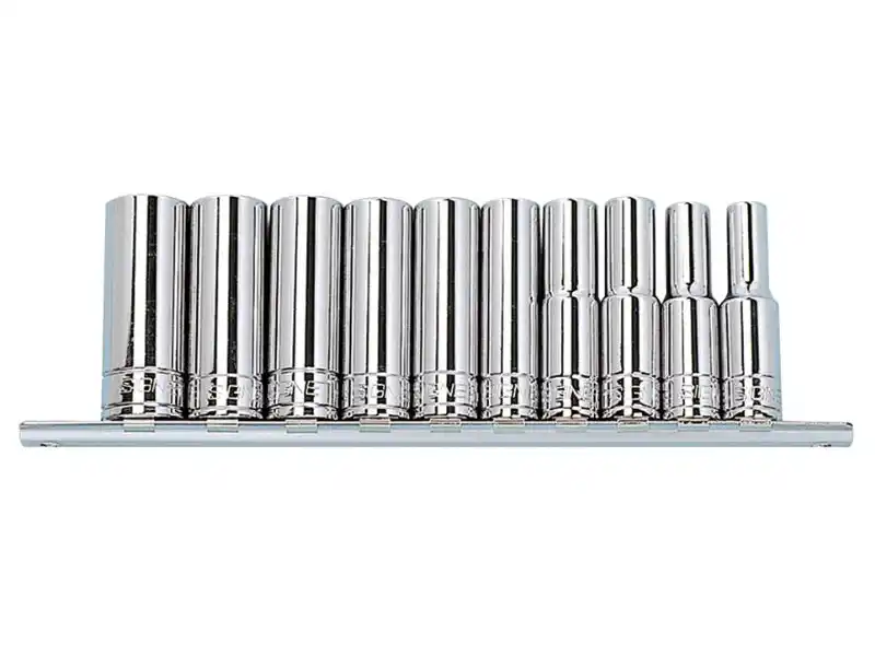 1/4" Dr. 10 pcs Socket Set, 6pt, Deep, Metric