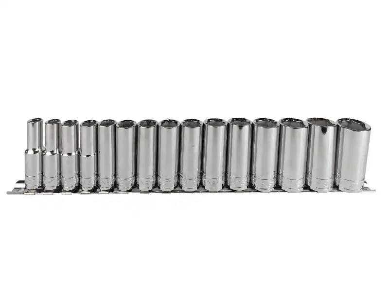 3/8" Dr. 15 pcs Socket Set, 6pt, Deep, Metric