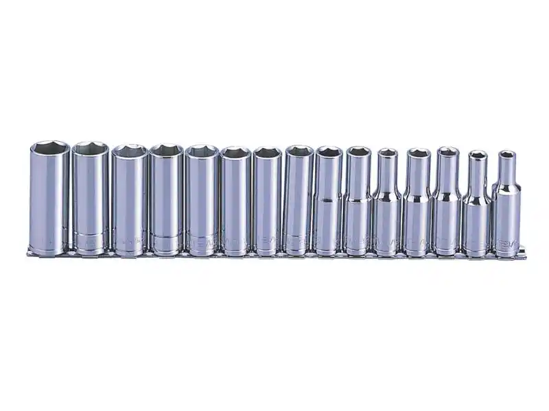 1/2" Dr. 15 pcs Socket Set, 6pt, Deep, Metric