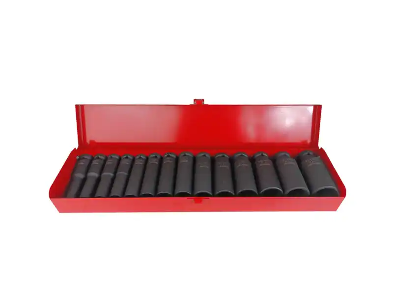 1/2" Dr. 14 pcs Impact Socket Set, Deep, SAE