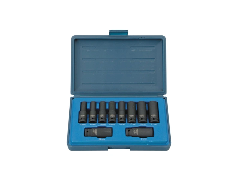 1/2" Dr. 10 pcs Impact Socket Set, Deep, Metric