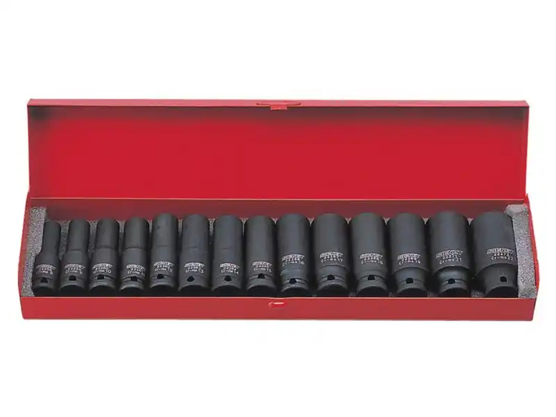 1/2" Dr. 14 pcs Impact Socket Set, Deep, Metric