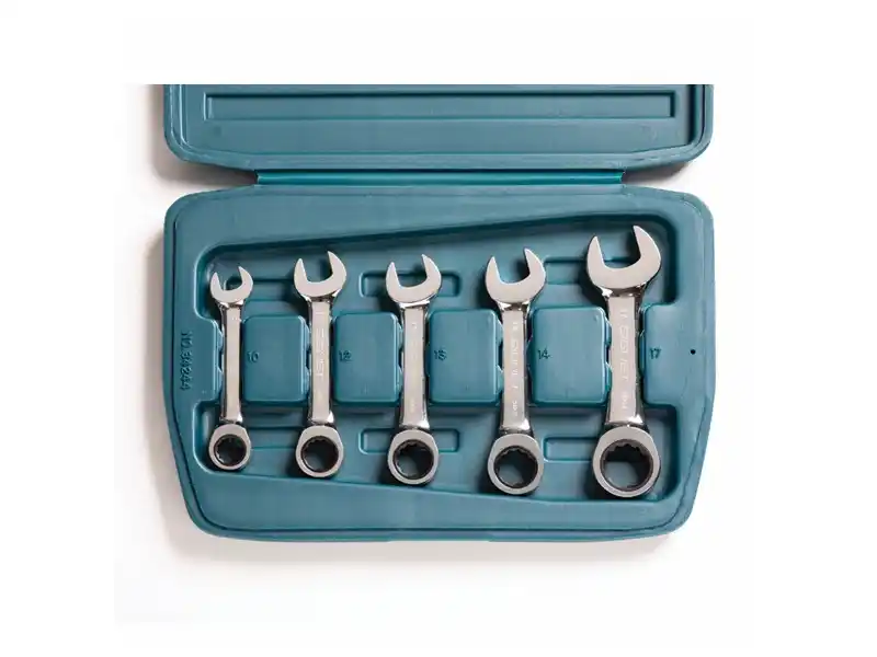 5 pcs Stubby Ratchet Wrench Set, Metric