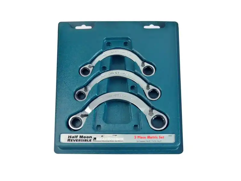 3 pcs Half Moon Reversible Ratchet Wrench Set, Metric