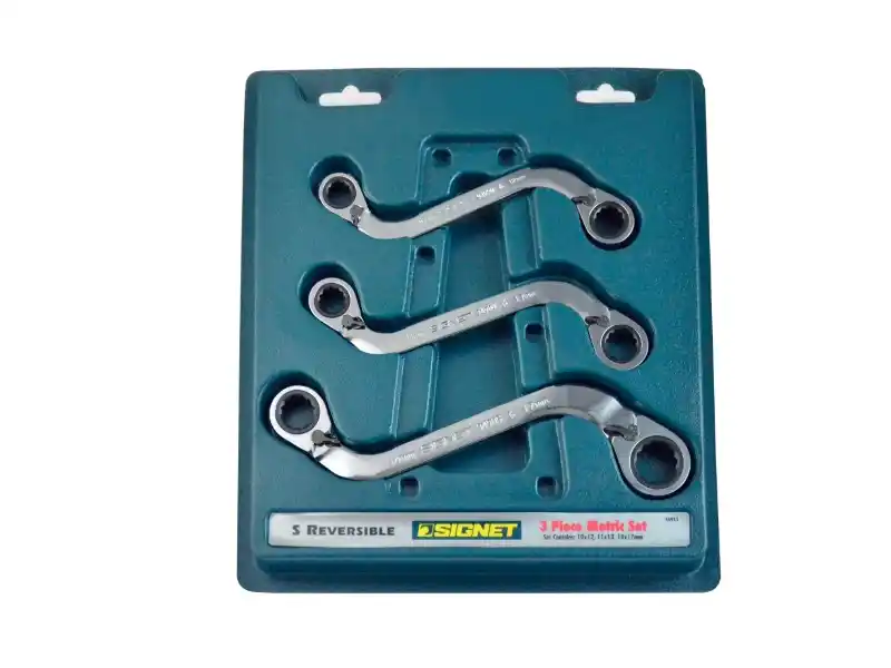 3 pcs S Type Reversible Ratchet Wrench Set, Metric