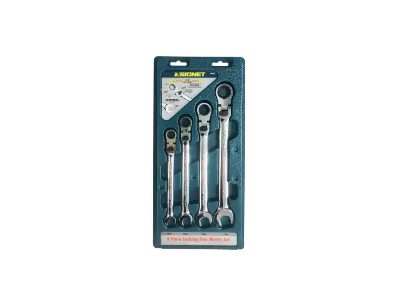 4 pcs Locking Flex Ratchet Wrench Set, Metric