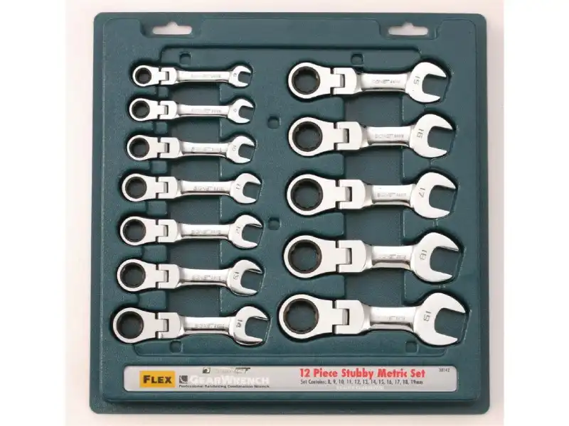 12 pcs Stubby Flex Ratchet Wrench Set, Metric